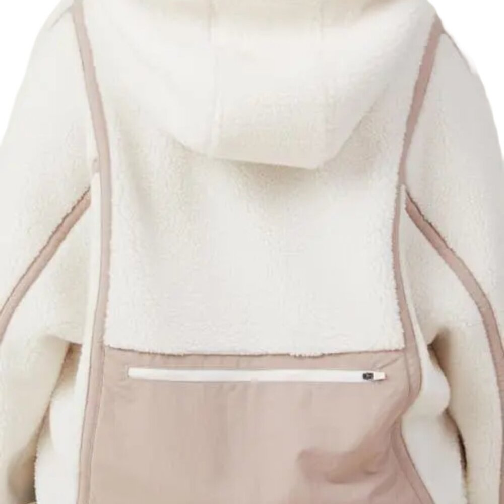 Half Zip Sherpa Hoodie Pullover Cream Tan XL NWT Cotton On Body - Picture 2 of 9